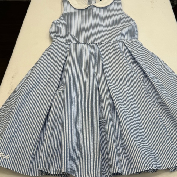 Polo Ralph Lauren Girls Seersucker Dress Blue/white Stripe Fit & Flare Sz 12 - Picture 10 of 14